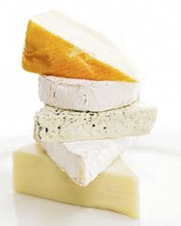 A stack of cheeses.