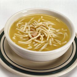 Chicken noodle soup will warm the tummy on a cold day.