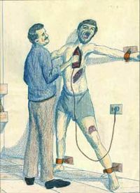 al-Qaida torture manual illustration of man tortured with hot clothing iron.