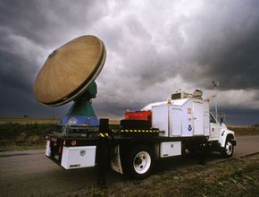 A Doppler on Wheels (DOW) truck searches the Okalahoma skies for tornadic activity. DOW can trace its lineage back to TOTO.