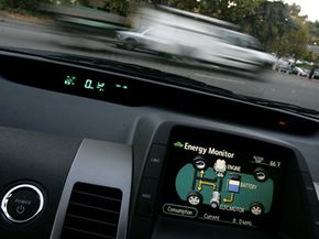 A view from inside a Toyota Prius hybrid vehicle in San Anselmo, Calif.