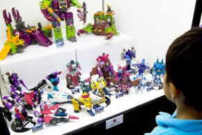 Classic Transformers toys have become museum display pieces, like these at the 2014 Transformers Expo in Japan.