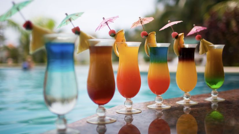 cocktail drinks in a row
