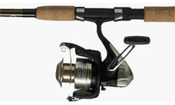 This could be your first piece of trout gear: a spinning combo. This one is made by Shimano.
