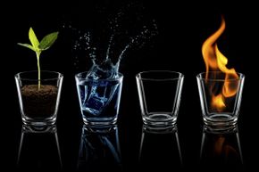 The four elements: earth, water, air and fire