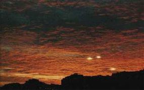 A photograph that seems to show some abnormal lights in the sky, taken at sunset in Spain in 1978