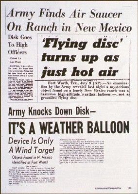 newspaper headlines after roswell ufo incident