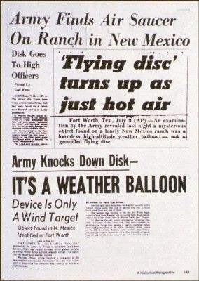 newspaper headlines after roswell ufo incident