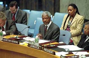 Former Secretary-General Kofi Annan addressing the Security Council