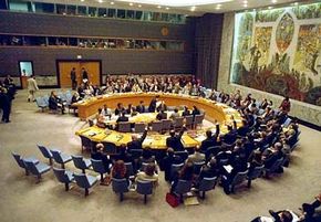 The United Nations Security Council adopting resolution 1244 in 1999, authorizing the establishment of an international civil and security presence in Kosovo