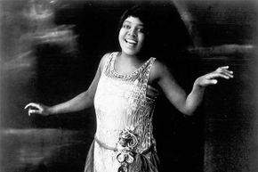 A photo of Bessie Smith singing in her heyday, in the 1920s.