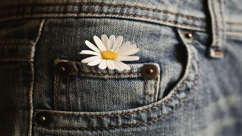 Jeans pocket with flower