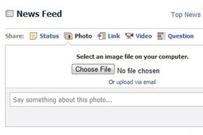 screen capture of choose image option in Facebook