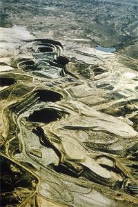 Pictured is an open-pit uranium mine in Gas Hills, Wyo., March 1978.