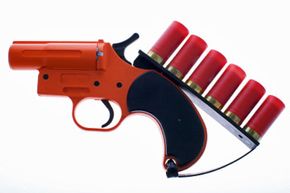 A flare gun could save you at sea, so don’t forget to bring one before you set off on any maritime adventures. See more pictures of guns.