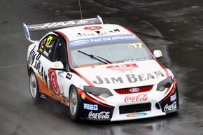 Steven Johnson drives the #17 Jim Beam Racing Ford during qualifying for race five of the Hamilton 400, which is round four of the V8 Supercar Championship at Hamilton City Street Circuit on April 16, 2011 in Hamilton, New Zealand.