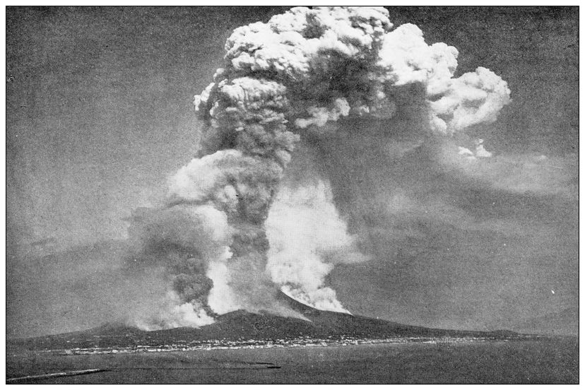 Antique photograph of Naples and Campania: Vesuvius eruption 1872