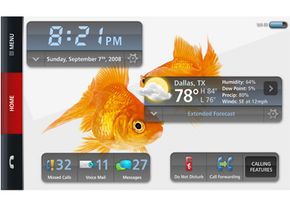 The Verizon Hub's base has a 7-inch touch screen that can display information such as the time, date and weather report.