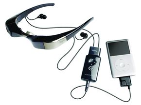Many video glasses are portable and connect to video iPods.