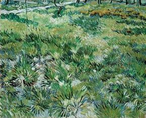Meadow in the Garden of Saint-Paul Hospital by Vincent van Gogh (oil on canvas, 25-1/2x32 inches) can be found in London's National Gallery.