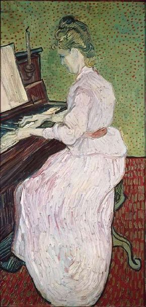 Vincent van Gogh's Marguerite Gachet at the Piano (oil on canvas, 40-1/2x19-3/4 inches) is housed at the Öffentliche Kunstsammlung Basel, Kunstmuseum Basel.