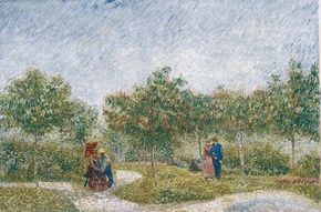 Vincent van Gogh's Courting Couples in theVoyer d'Argenson Park at Asnières is an oil oncanvas (29-1/2 x 44-1/4 inches) that is housed in theVan Gogh Museum in Amsterdam.