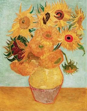 Still Life: Vase with Twelve Sunflowers36-1/4x28-1/2 inches),can be found in the Philadelphia Museum of Art.
