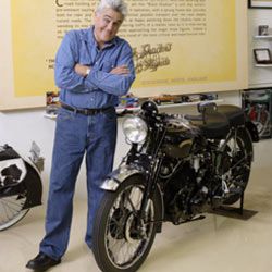 Jay Leno with a Vincent Black Shadow.