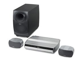 A Sony 2.1 surround-sound system with subwoofer and receiver/amplifier