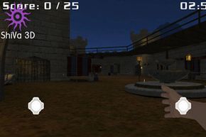 在在线下载的游戏《Nicot 1.0》中，玩家用虚拟的手臂在城堡里压碎香烟。＂width=