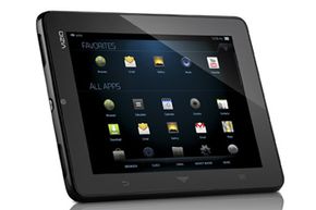The Vizio tablet, outfitted with the V.I.A. Plus interface on Android 2.3 (Gingerbread).