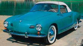 1958 Volkswagen Karmann-Ghia convertible, top up, front-three-quarter view
