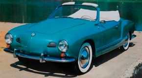 1958 Volkswagen Karmann-Ghia convertible, top down, front-three-quarter view