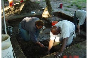 ASRI Scientists and summer vacation volunteers investigate cemetery plots -- Jean Baptiste Point de Sable St. Charles, MO. 