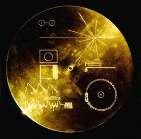 The decoding instructions and map on the cover of the golden record