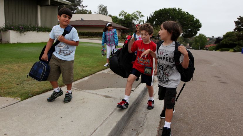 students walking to school