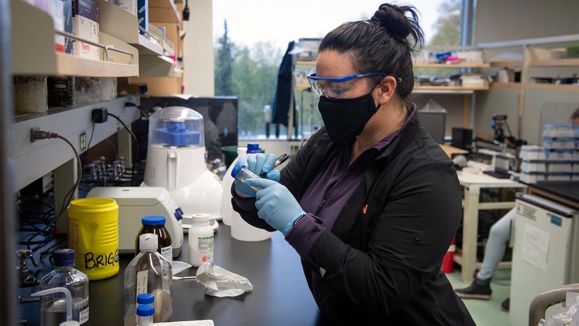 biologist prepping wastewater sample