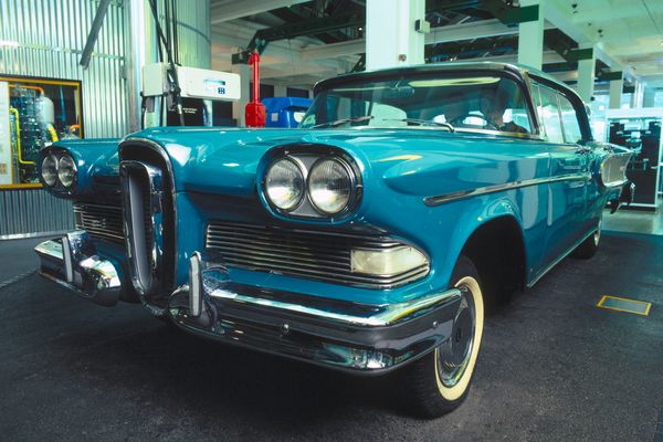 The Edsel was produced by the Ford Motor Company between 1957 and 1959 and was intended to fill the supposed gap between the Ford and Mercury lines.