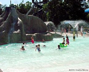 The wave generator at Emerald Pointe's Splash Island uses pressurized air to produce gentle ripples.