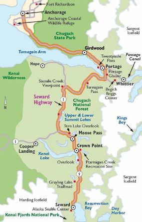 This map will guide your travels along Seward Highway.