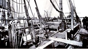 The deck of an early 20th-century whaling vessel. Whaling was once big business in the United States, Russia and many other countries throughout the world.