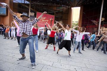 flash mob performing Thriller