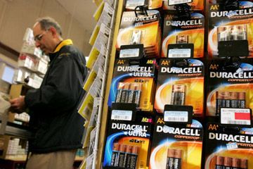 Duracell batteries are seen on display at the Arguello Supermarket in San Francisco.