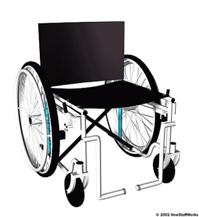 A standard wheelchair is commonly used by paraplegics.