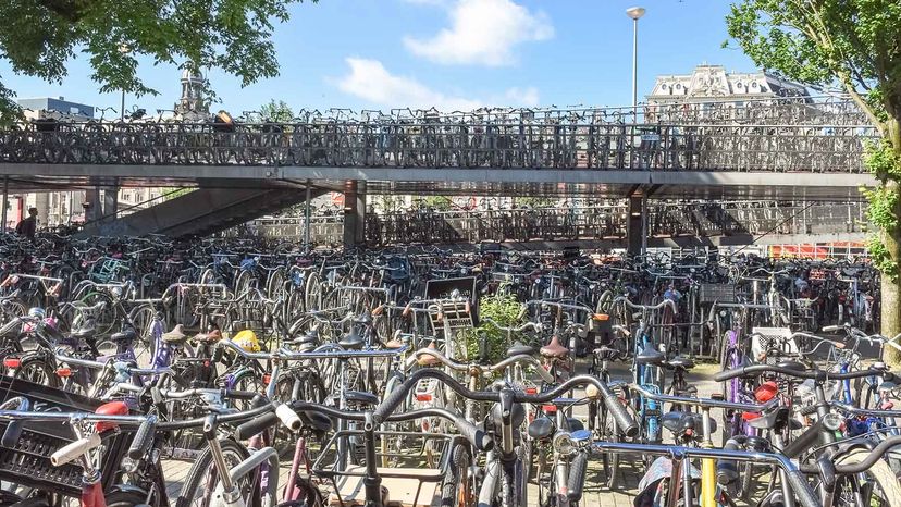 Bikes of all types are parked in a public bicycle parking lot in Amsterdam, Netherlands. There are about 1 billion bikes in the world today. Sir Francis Canker Photography/Getty Images