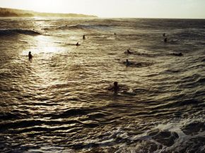 Crowded surf