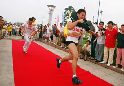 Men exercising in full-length sport attire.