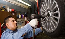Tire rotation is an important part of routine car maintenance.