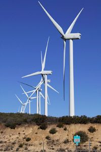 Traditional wind turbines.