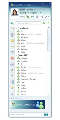 Windows Live Messenger offers expanded contact capability.